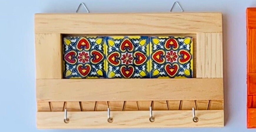 Key Holder For Wall, Key Rack, Key Hanger, Mexican Tile, Ceramic Tile, Talavera, Handmade, Home Decor, Artisanal, Handmade Tile, Wall Art