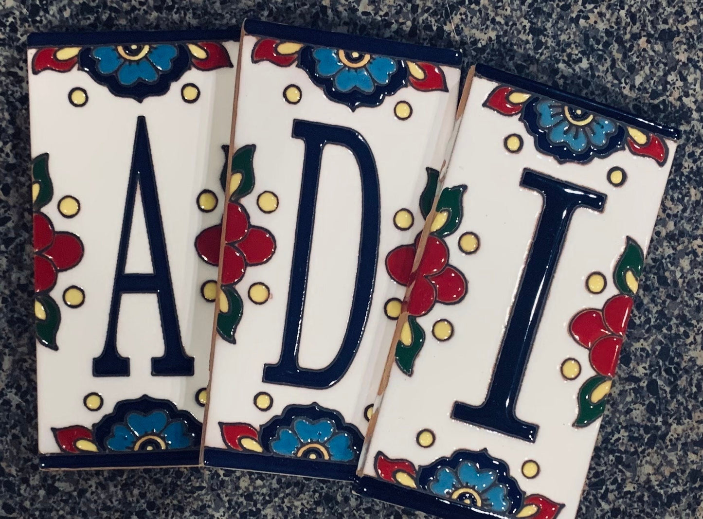 House Numbers, Address Numbers, Mailbox Numbers, House Number Signs, Talavera, Ceramic Tile, Hand Painted, Handmade, Home Decor, 6x3 Tiles