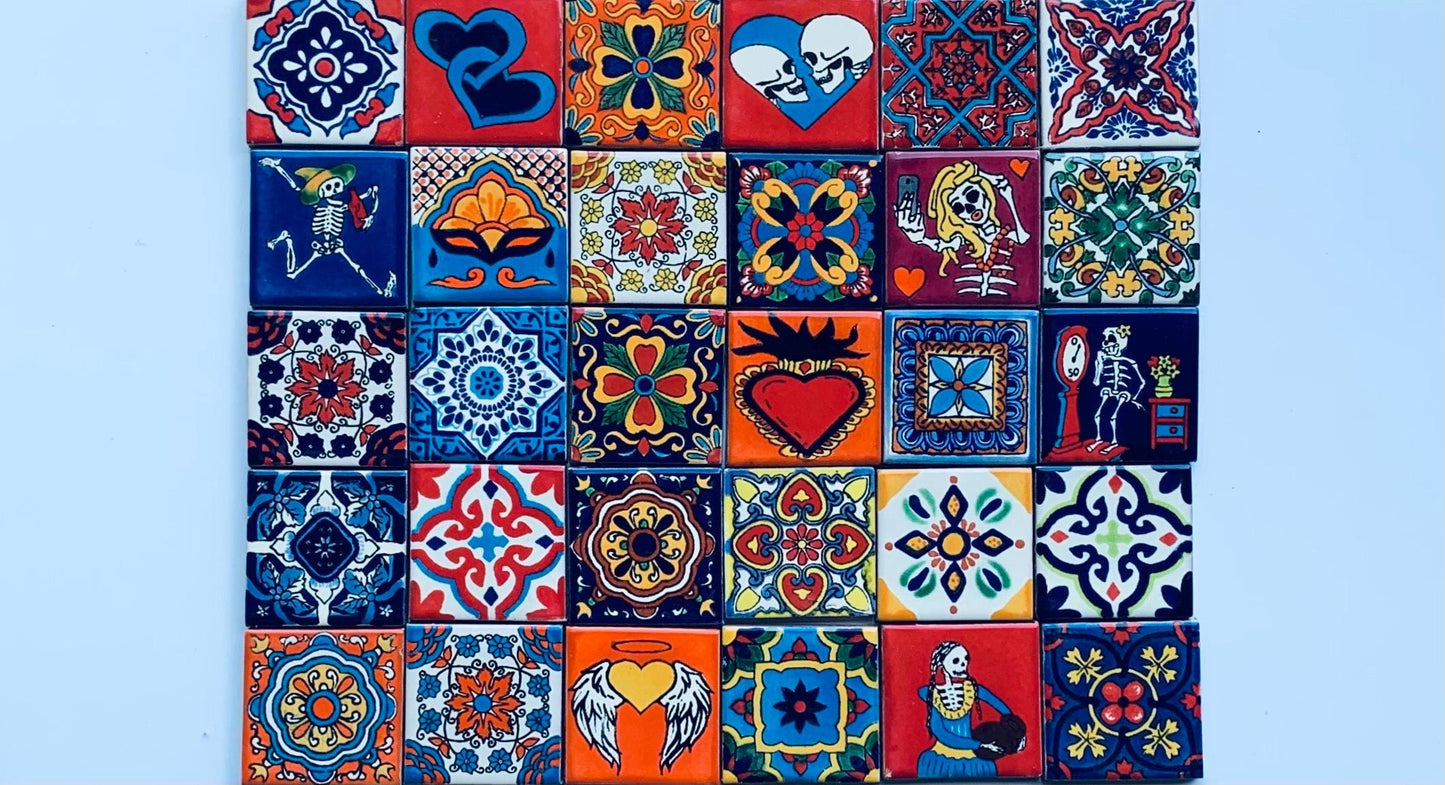 Talavera Tiles, Mexican Tile, Artisanal, Ceramic Tile, Handmade, Hand-Painted, Home Decor, Kitchen Backsplash Tile. Bathroom Tile 2X2 Tile