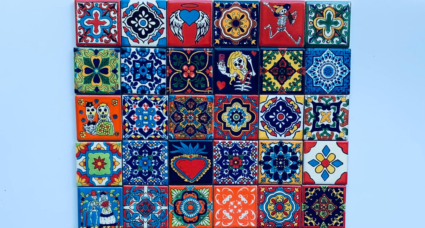 Talavera Tiles, Mexican Tile, Artisanal, Ceramic Tile, Handmade, Hand-Painted, Home Decor, Kitchen Backsplash Tile. Bathroom Tile 2X2 Tile