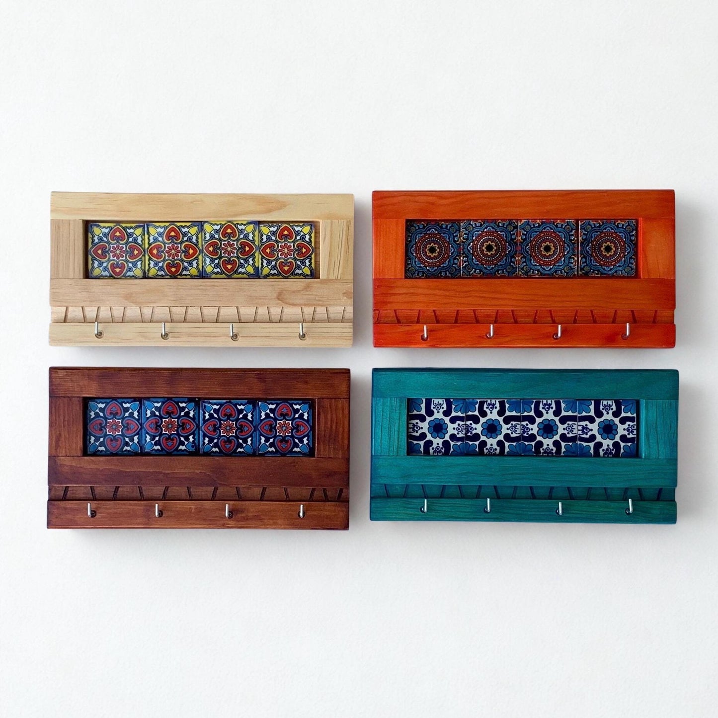 Key Holder For Wall, Key Rack, Key Hanger, Mexican Tile, Ceramic Tile, Talavera, Handmade, Home Decor, Artisanal, Handmade Tile, Wall Art