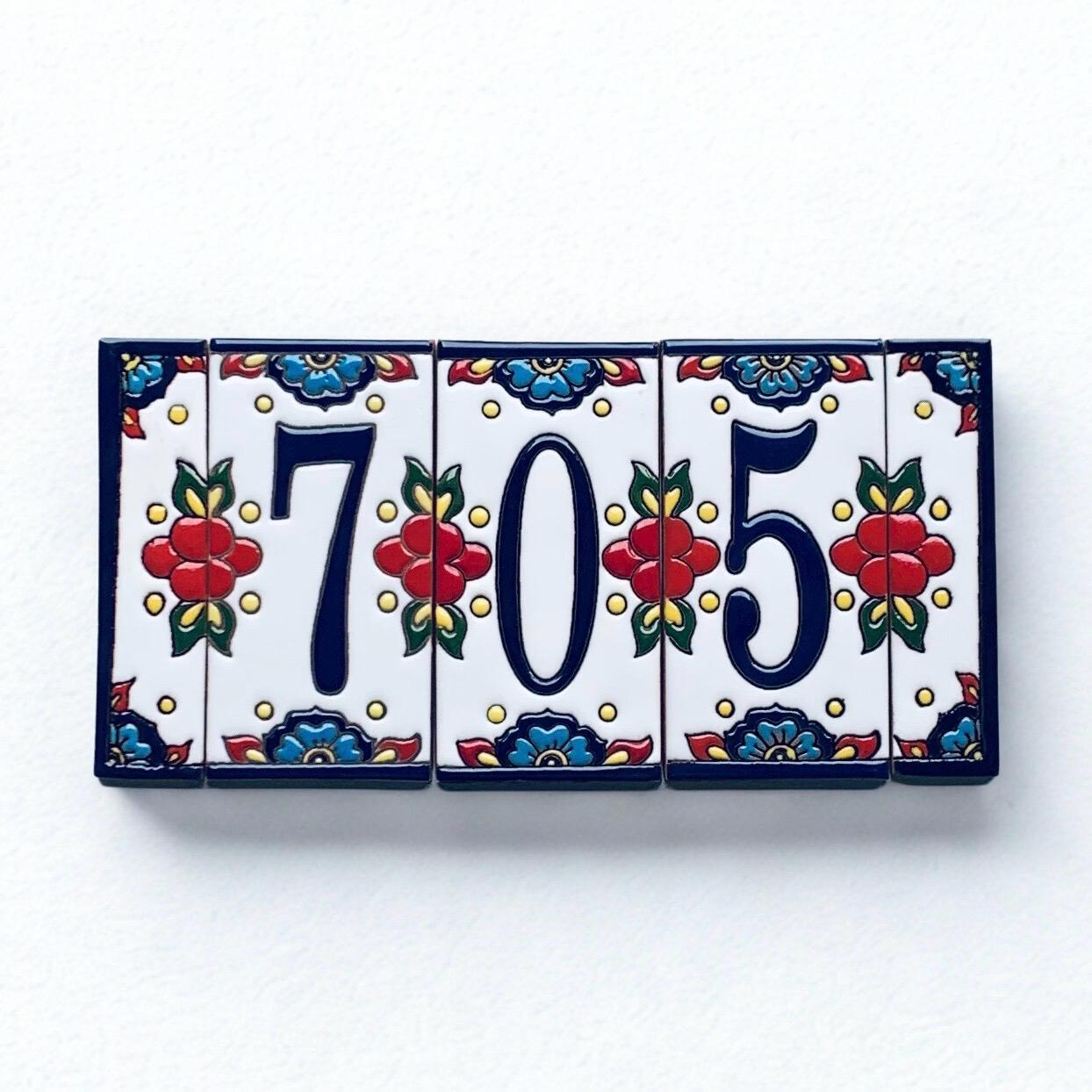 House Numbers, Address Numbers, Mailbox Numbers, House Number Signs, Talavera, Ceramic Tile, Hand Painted, Handmade, Home Decor, 6x3 Tiles