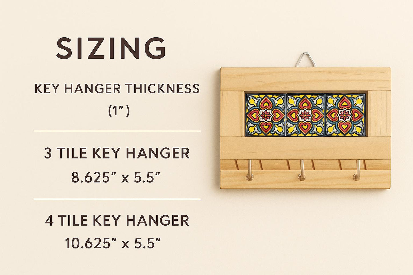 Key Holder For Wall, Key Rack, Key Hanger, Mexican Tile, Ceramic Tile, Talavera, Handmade, Home Decor, Artisanal, Handmade Tile, Wall Art