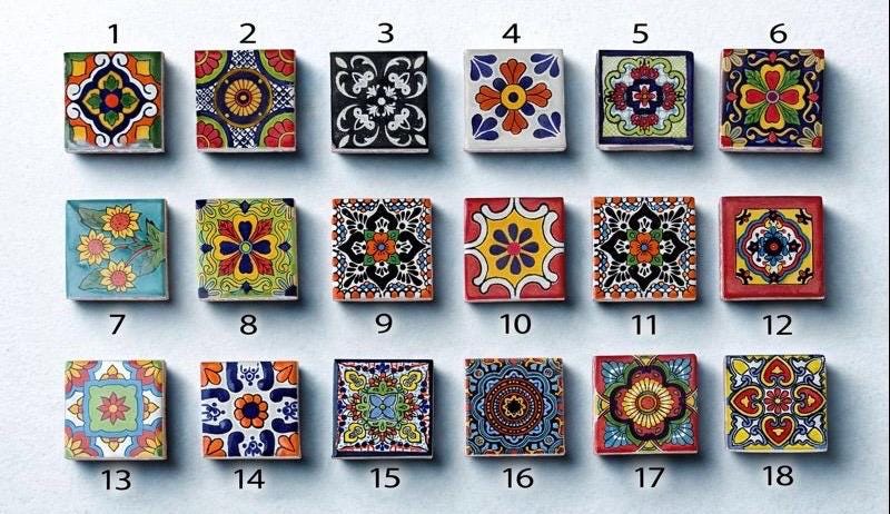 Handmade Talavera Ceramic Tile: Mexican Folk Art Mosaic Accent 2x2