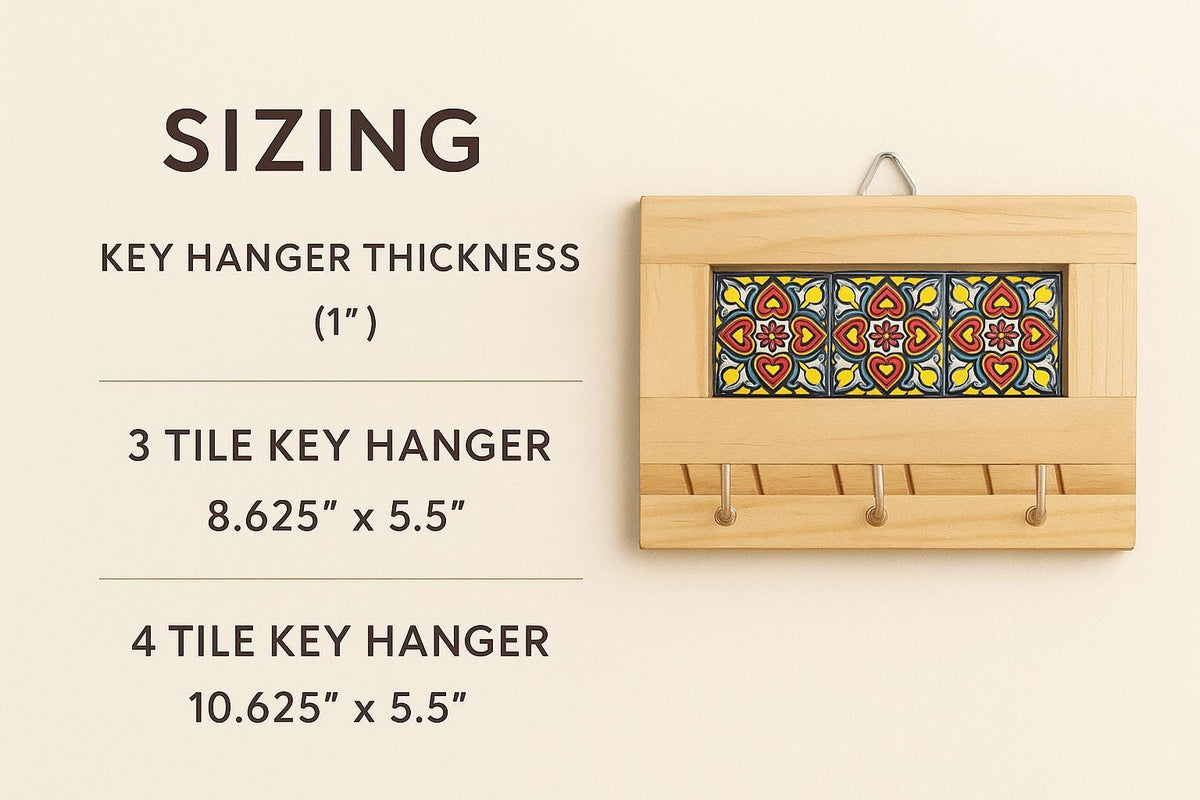 Mexican Talavera Tile Key Holder – Wall Mounted Ceramic Key Rack
