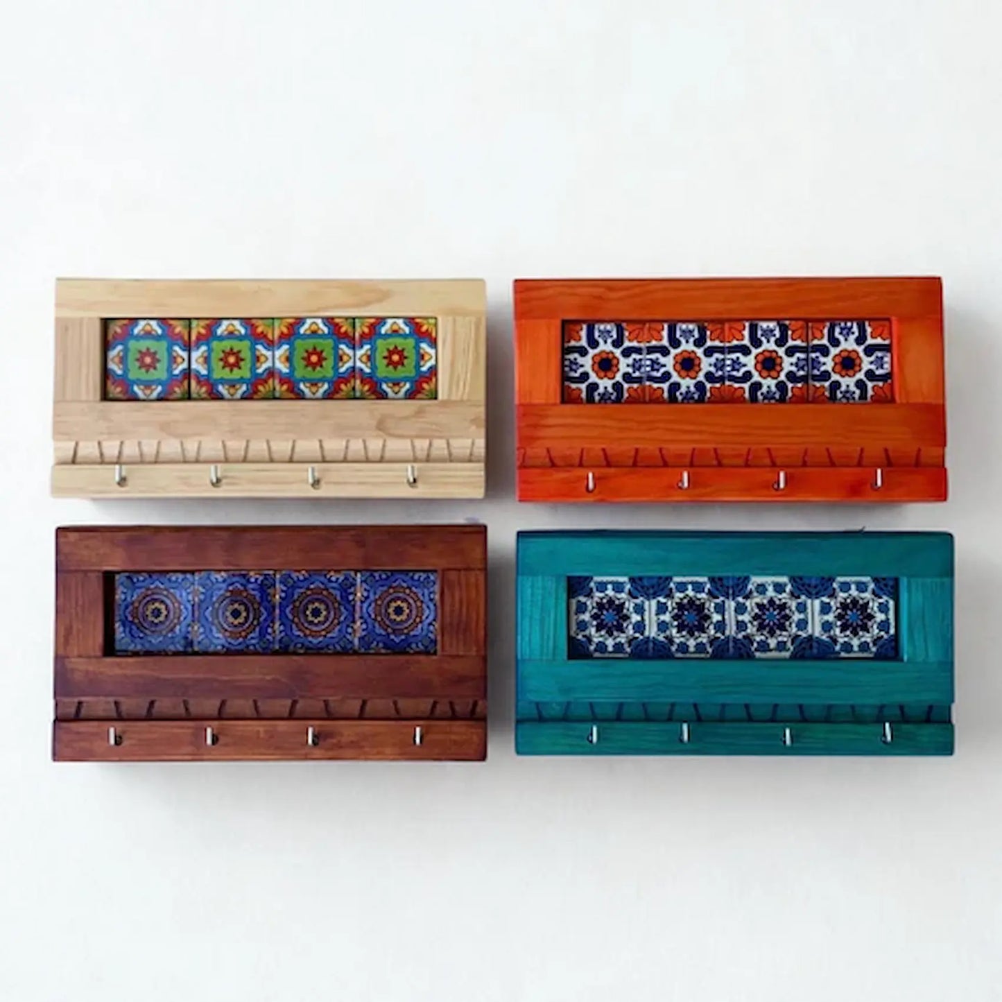 Handmade Talavera Tile Key Holder: Mexican Home Decor Wall Art