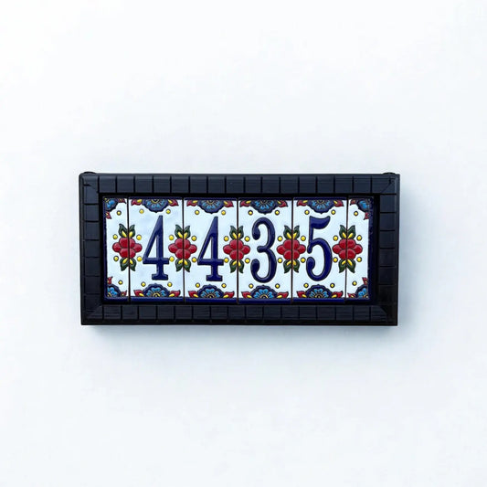 Hand-Painted Talavera House Number Sign – Custom Ceramic Tile Address Plaque