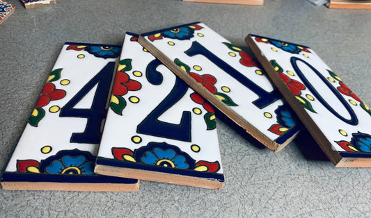 House Numbers, Address Numbers, House Number Tiles for Signs, Talavera, Hand Painted, Ceramic Tile, House Address, Housewarming Gift, 6"x3"