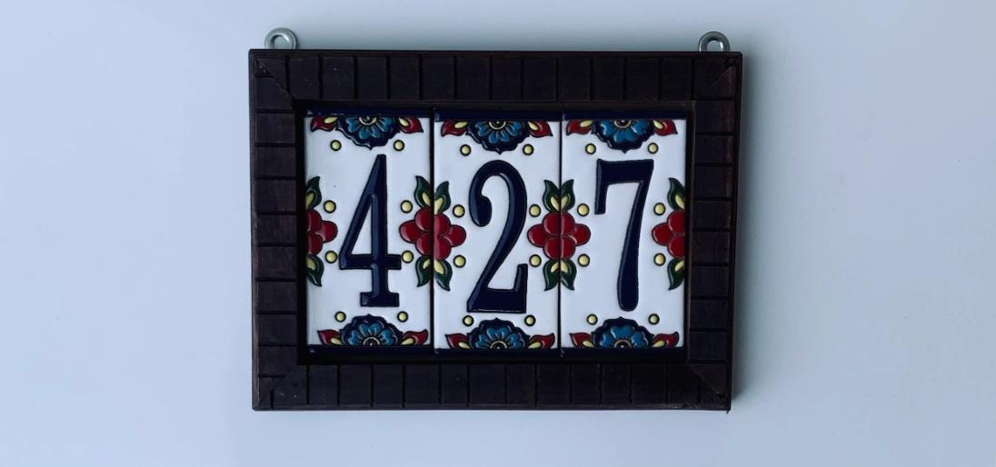 House Numbers Sign, Mexican Tile, House Numbers, Address Numbers, Mailbox Numbers, Talavera, Ceramic Tile, Artisanal, Handmade, Home Decor
