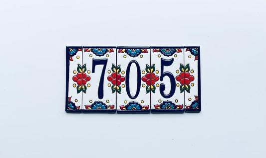 House Numbers, Address Numbers, House Number Tiles for Signs, Talavera, Hand Painted, Ceramic Tile, House Address, Housewarming Gift, 6"x3"