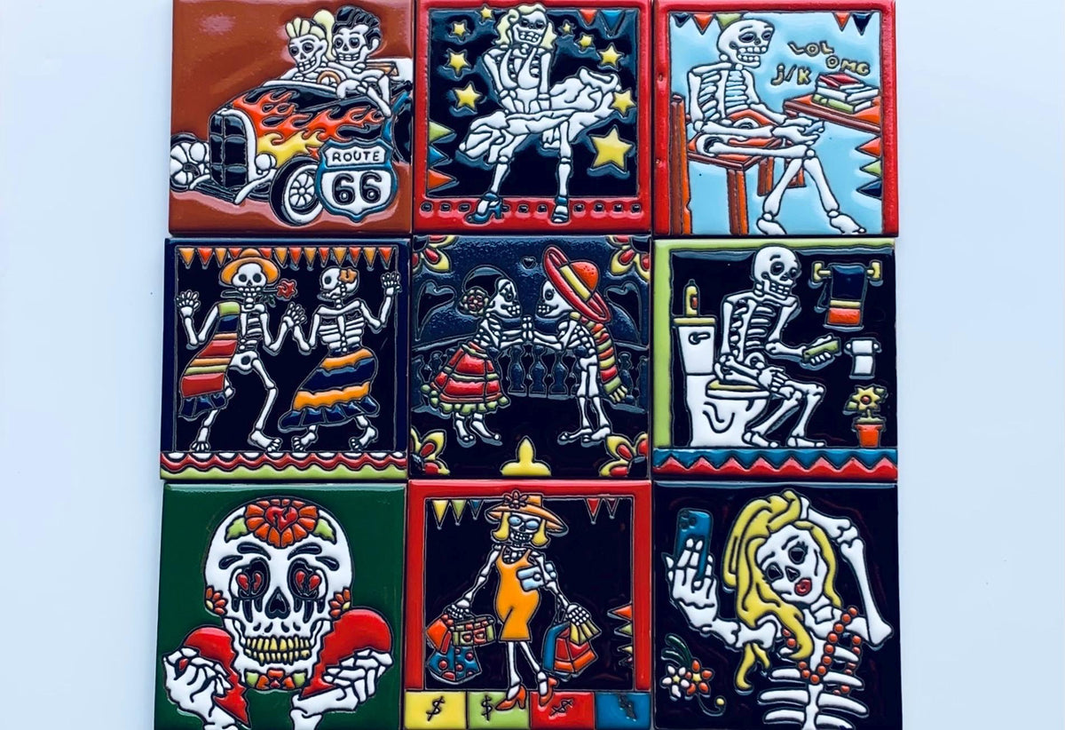 Talavera Tiles, Mexican Tile, Artisanal, Ceramic Tile, Handmade, Hand-Painted, Home Decor, Kitchen Backsplash Tile. Bathroom Tile 4X4 Tile