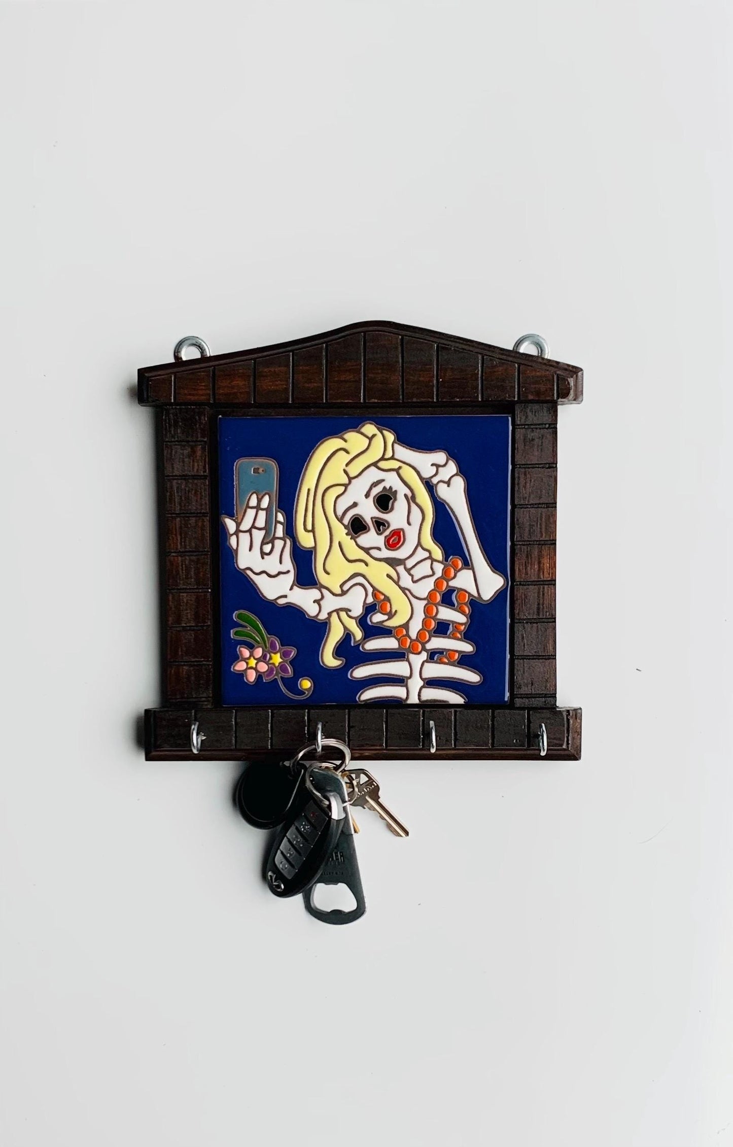 Decorative Key Holder, Key Rack, Key Hanger, Mexican Tile, Ceramic Tile, Talavera, Handmade, Home Decor, Artisanal, Handmade Tile, Wall Art