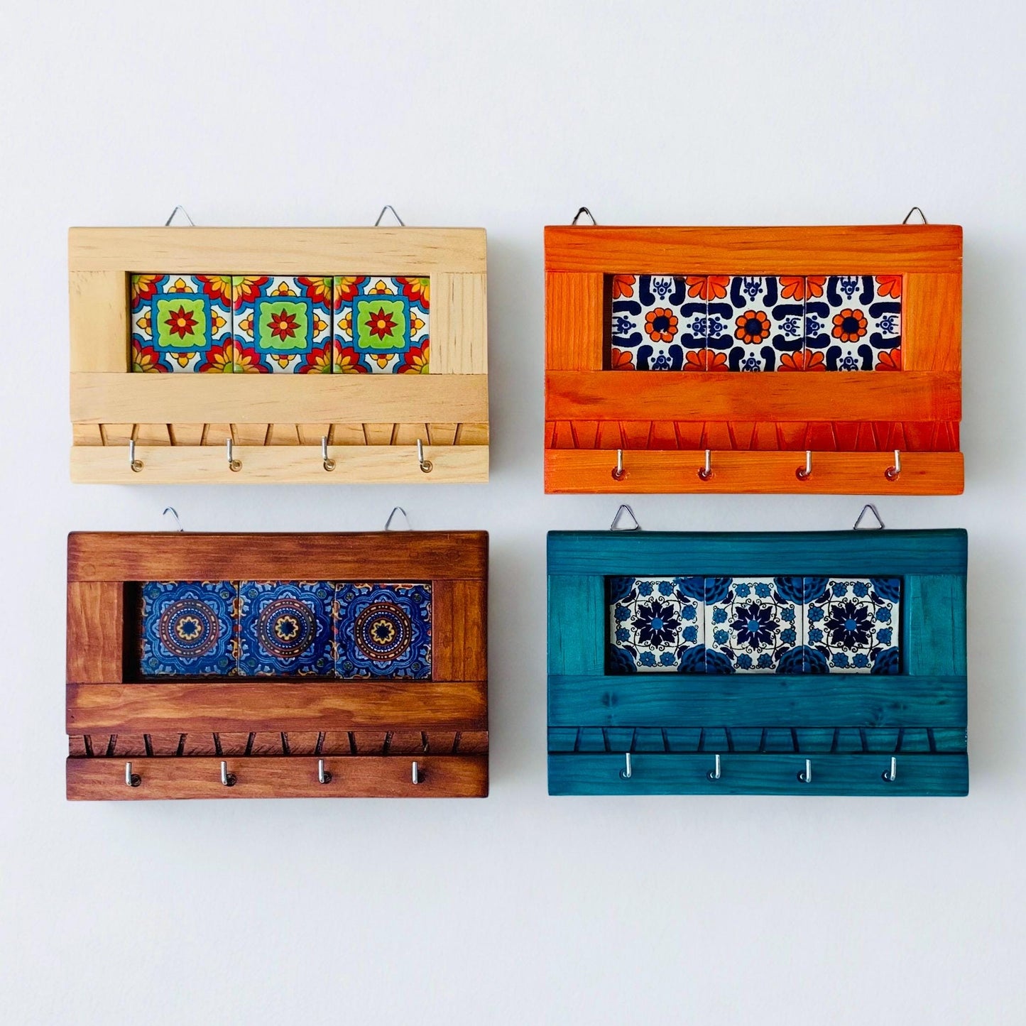 Key Holder For Wall, Key Rack, Key Hanger, Mexican Tile, Ceramic Tile, Talavera, Handmade, Home Decor, Artisanal, Handmade Tile, Wall Art