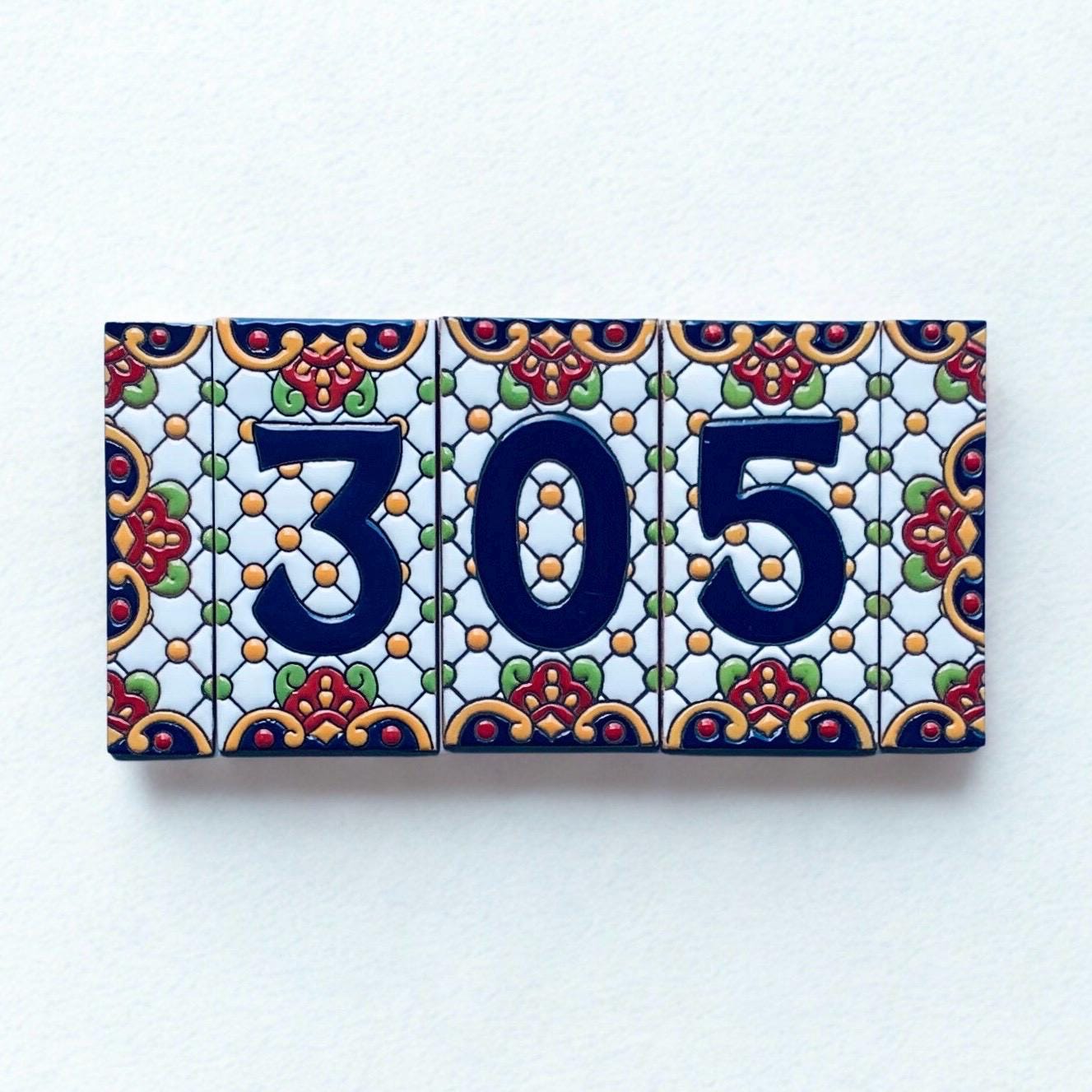 Talavera House Numbers – Hand-Painted Ceramic Address Tiles, 6x3 | Custom Mailbox Numbers, Outdoor Sign, Home Decor