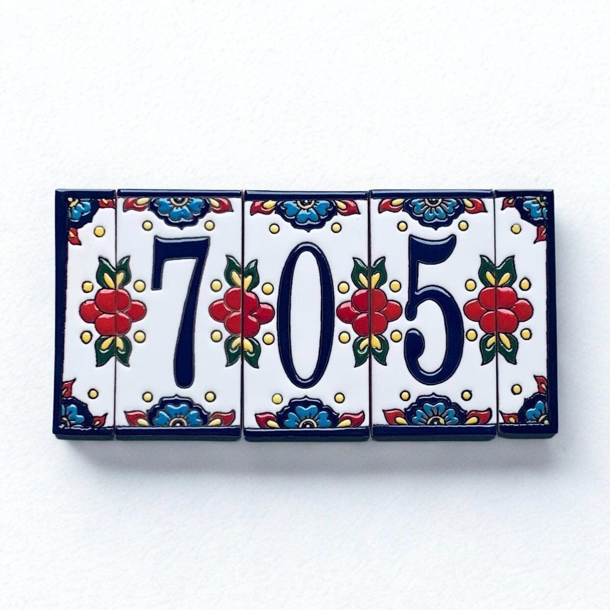 Talavera House Numbers – Hand-Painted Ceramic Address Tiles, 6x3 | Custom Mailbox Numbers, Outdoor Sign, Home Decor