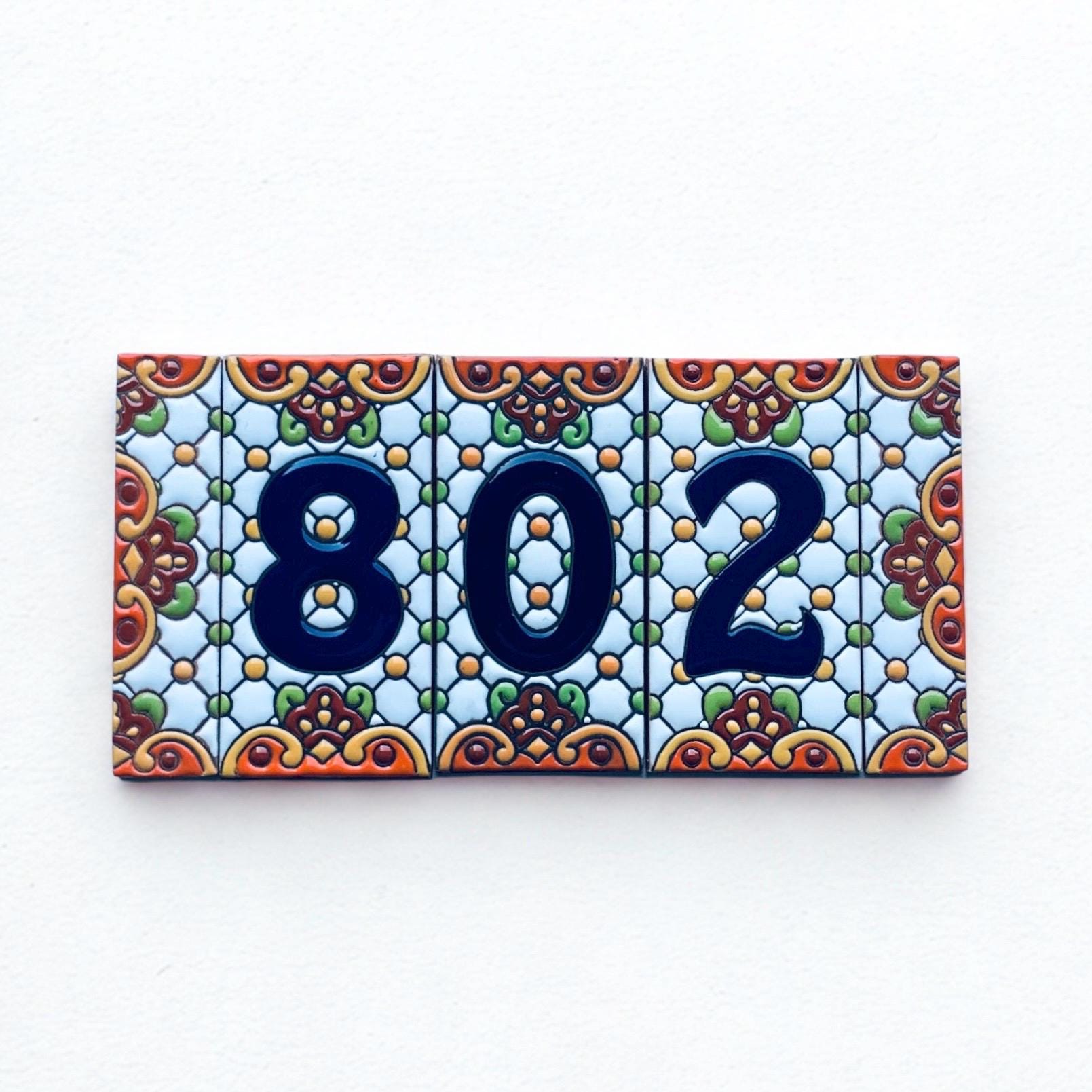 House Numbers, Address Numbers, Mailbox Numbers, House Number Signs, Talavera, Ceramic Tile, Hand Painted, Handmade, Home Decor, 6x3 Tiles