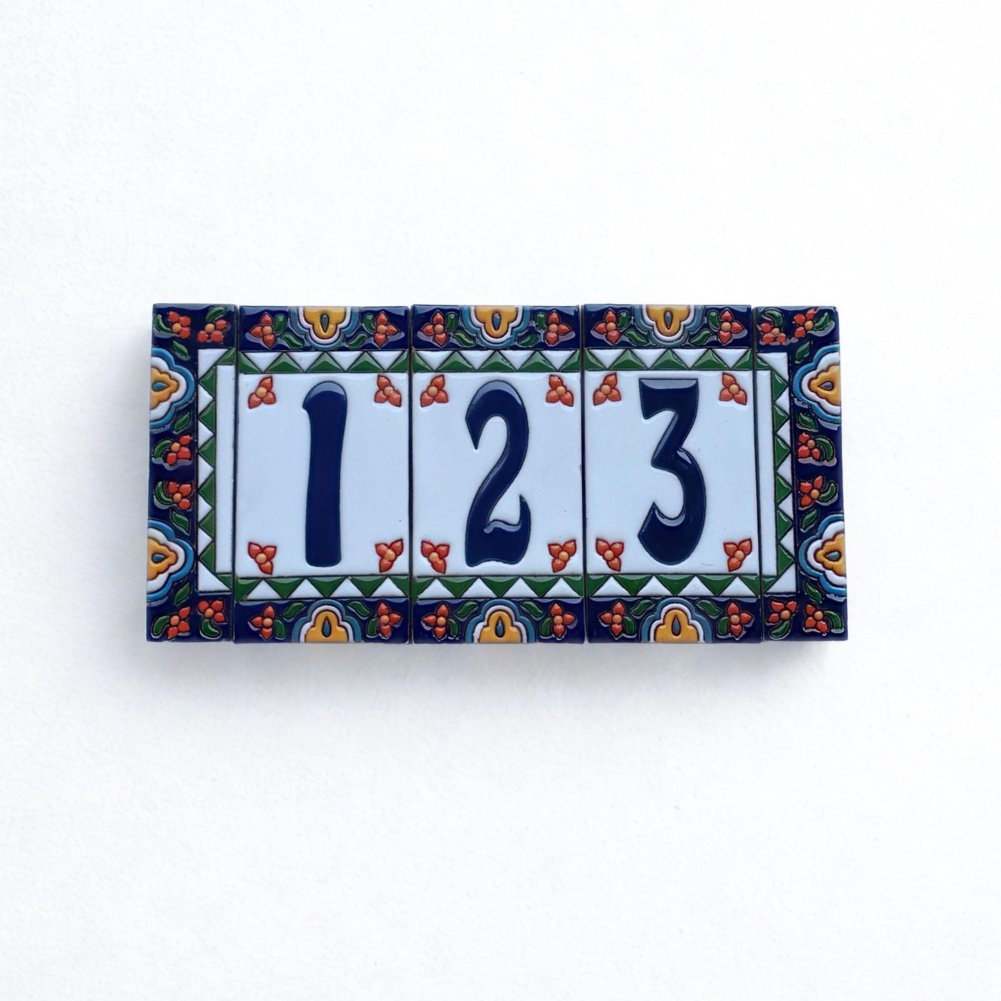 Talavera House Numbers – Hand-Painted Ceramic Address Tiles, 6x3 | Custom Mailbox Numbers, Outdoor Sign, Home Decor