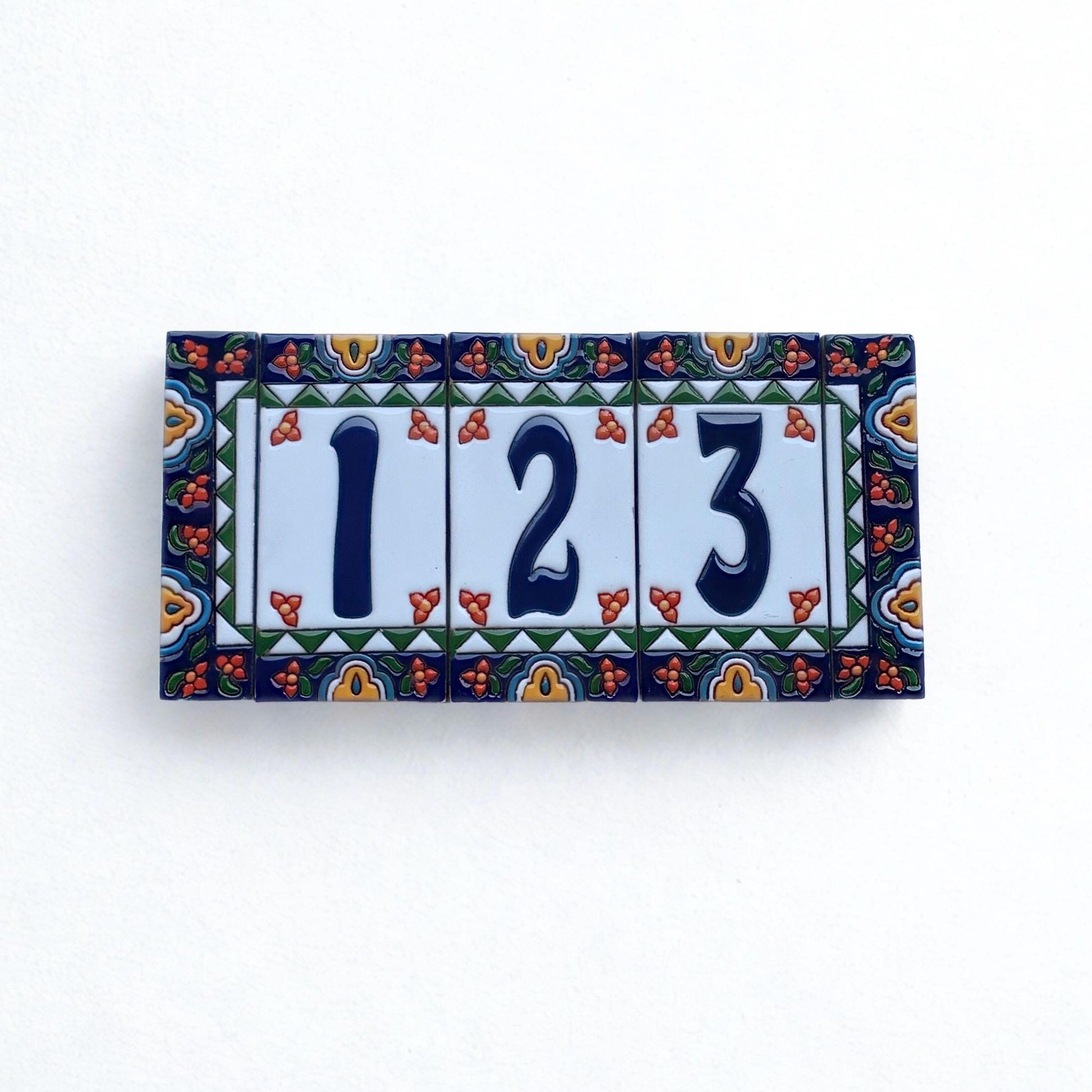 Talavera House Numbers – Hand-Painted Ceramic Address Tiles, 6x3 | Custom Mailbox Numbers, Outdoor Sign, Home Decor