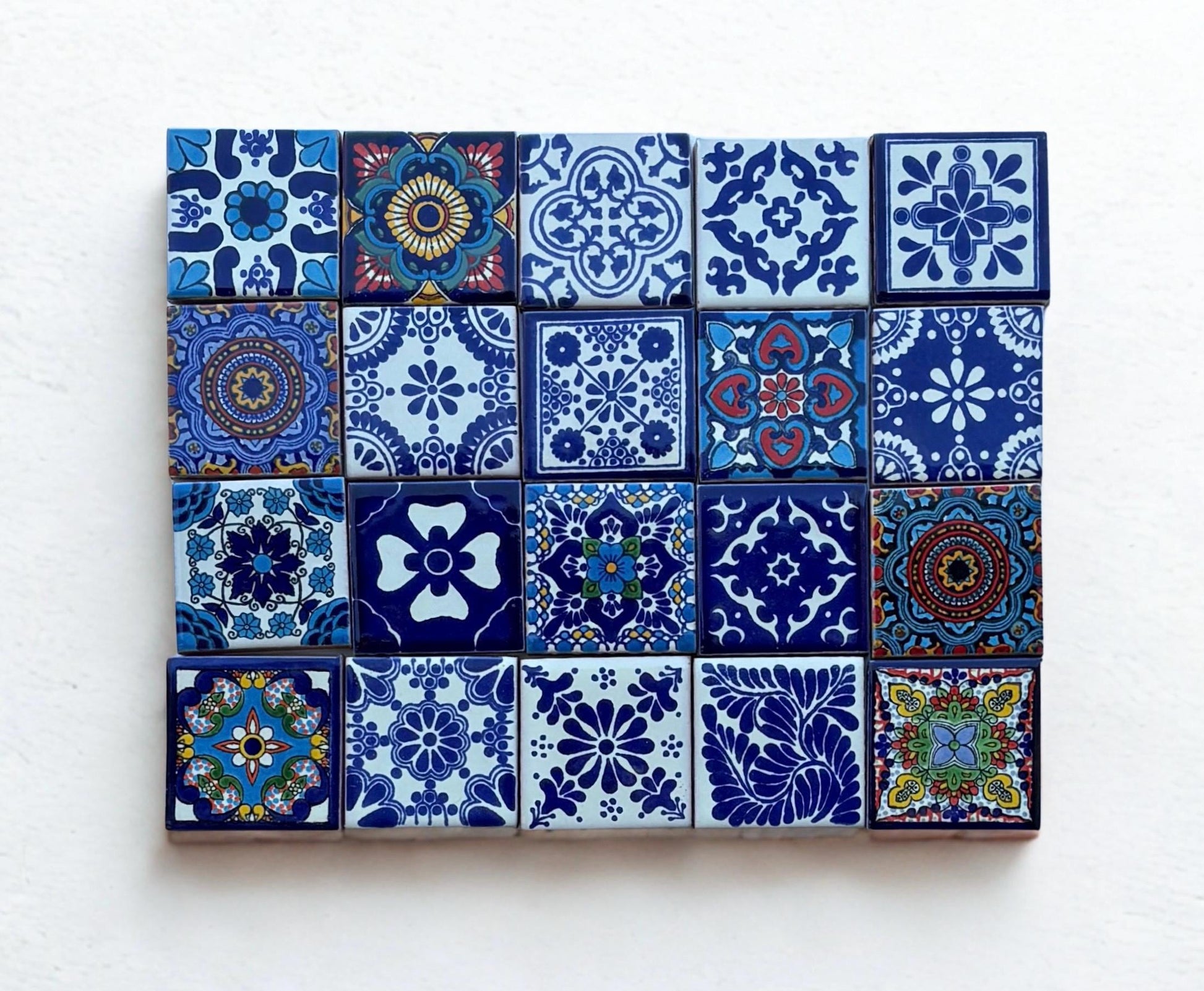 Handmade Talavera Ceramic Tile: Mexican Folk Art Mosaic Accent 2x2
