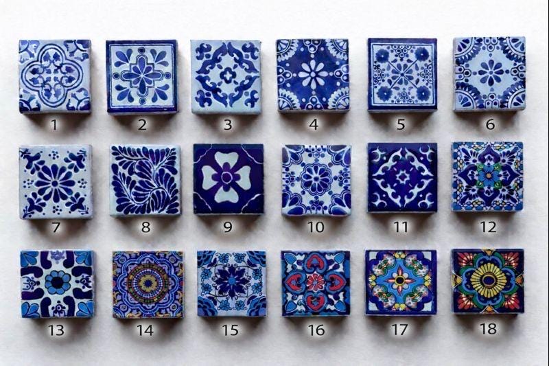 Handmade Talavera Ceramic Tile: Mexican Folk Art Mosaic Accent 2x2