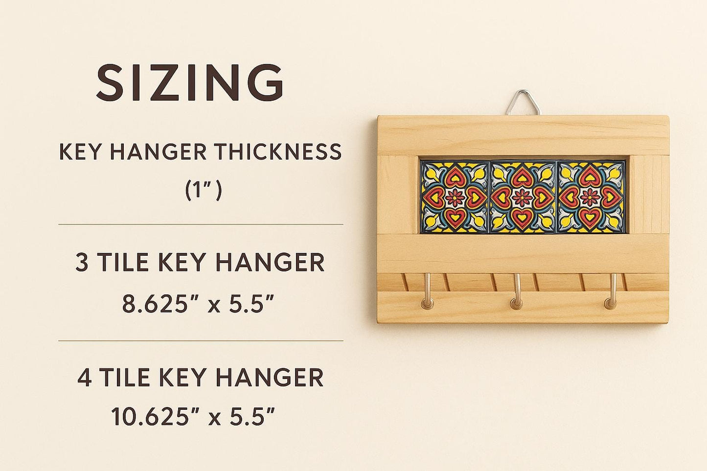 Mexican Talavera Tile Key Holder – Wall Mounted Ceramic Key Rack