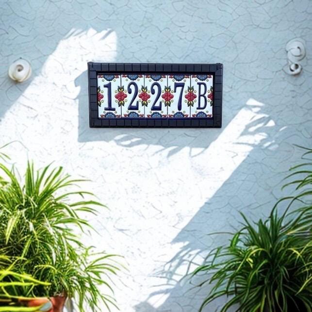 Hand-Painted Talavera House Number Sign – Custom Ceramic Tile Address Plaque