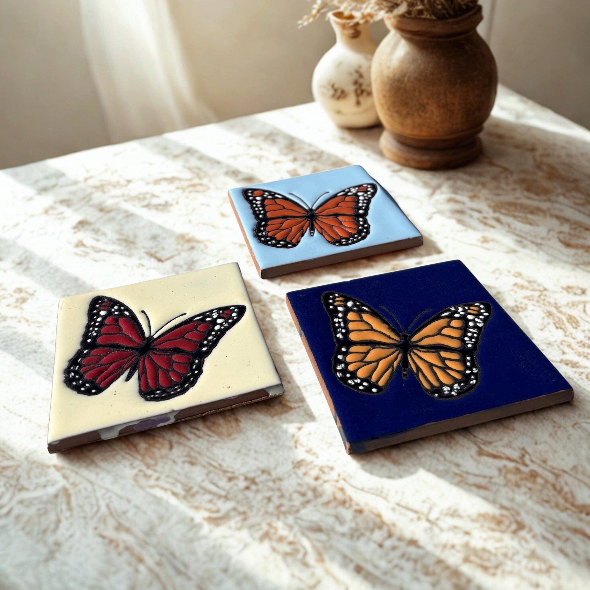 Hand Painted Talavera Tile Coasters: Artisanal Mexican Ceramic Decor