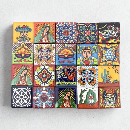 Handmade Talavera Ceramic Tile: Mexican Folk Art Mosaic Accent 2x2