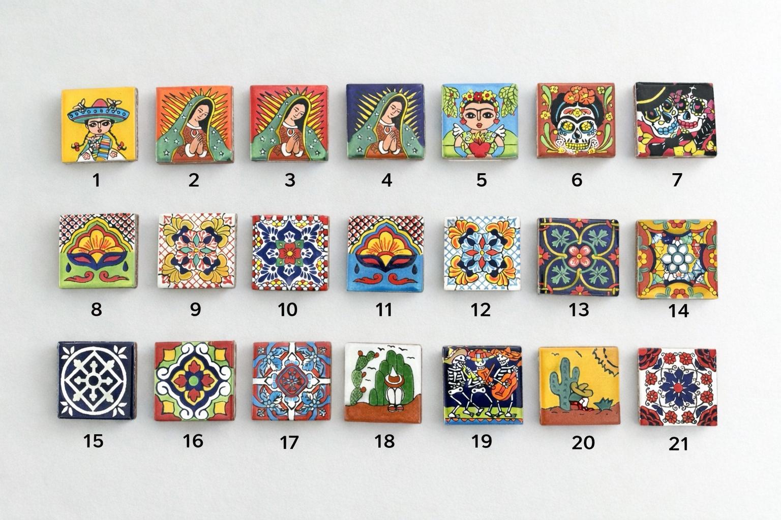 Handmade Talavera Ceramic Tile: Mexican Folk Art Mosaic Accent 2x2